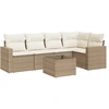 Image de vidaXL Ensemble de salon de jardin 6 pièces avec coussins Beige Poly Rattan