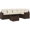 Image de vidaXL Ensemble de salon de jardin 6 pièces avec coussins Marron Poly Rattan