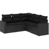 Image de vidaXL Ensemble de salon de jardin 5 pièces avec coussins noir poly rotin