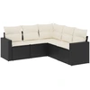 Image de vidaXL Ensemble de salon de jardin 5 pièces avec coussins noir poly rotin