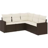 Image de vidaXL Ensemble de salon de jardin 5 pièces avec coussins Marron Poly Rattan