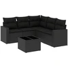Image de vidaXL Ensemble de salon de jardin 6 pièces avec coussins noir poly rotin