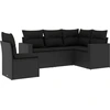 Image de vidaXL Ensemble de salon de jardin 5 pièces avec coussins noir poly rotin