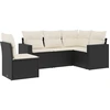 Image de vidaXL Ensemble de salon de jardin 5 pièces avec coussins noir poly rotin