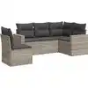 Image de vidaXL Ensemble de salon de jardin 5 pièces avec coussins gris clair Poly rotin