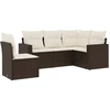 Image de vidaXL Ensemble de salon de jardin 5 pièces avec coussins Marron Poly Rattan