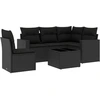 Image de vidaXL Ensemble de salon de jardin 6 pièces avec coussins noir poly rotin