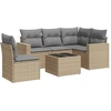 Image de vidaXL Ensemble de salon de jardin 6 pièces avec coussins Beige Poly Rattan