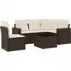 Image de vidaXL Ensemble de salon de jardin 6 pièces avec coussins Marron Poly Rattan