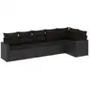 Image de vidaXL Ensemble de salon de jardin 6 pièces avec coussins noir poly rotin