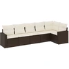 Image de vidaXL Ensemble de salon de jardin 6 pièces avec coussins Marron Poly Rattan