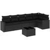 Image de vidaXL Ensemble de salon de jardin 7 pièces avec coussins noir poly rotin