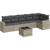 Image de vidaXL Ensemble de salon de jardin 7 pièces avec coussins gris clair Poly rotin
