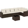 Image de vidaXL Ensemble de salon de jardin 7 pièces avec coussins Marron Poly rotin