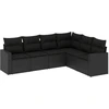 Image de vidaXL Ensemble de salon de jardin 6 pièces avec coussins noir poly rotin
