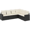Image de vidaXL Ensemble de salon de jardin 6 pièces avec coussins noir poly rotin