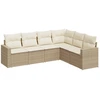 Image de vidaXL Ensemble de salon de jardin 6 pièces avec coussins Beige Poly Rattan