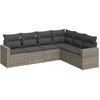 Image de vidaXL Ensemble de salon de jardin 6 pièces avec coussins Gris Poly rotin