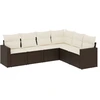Image de vidaXL Ensemble de salon de jardin 6 pièces avec coussins Marron Poly Rattan