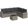 Image de vidaXL Ensemble de salon de jardin 7 pièces avec coussins Gris Poly rotin