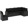 Image de vidaXL Ensemble de salon de jardin 6 pièces avec coussins noir poly rotin