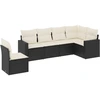Image de vidaXL Ensemble de salon de jardin 6 pièces avec coussins noir poly rotin