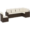 Image de vidaXL Ensemble de salon de jardin 6 pièces avec coussins Marron Poly Rattan
