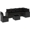 Image de vidaXL Ensemble de salon de jardin 7 pièces avec coussins noir poly rotin