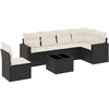Image de vidaXL Ensemble de salon de jardin 7 pièces avec coussins noir poly rotin