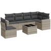 Image de vidaXL Ensemble de salon de jardin 7 pièces avec coussins gris clair Poly rotin