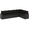 Image de vidaXL Ensemble de salon de jardin 7 pièces avec coussins noir poly rotin