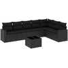 Image de vidaXL Ensemble de jardin canapé 8 pièces avec coussins noir poly rotin