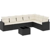 Image de vidaXL Ensemble de jardin canapé 8 pièces avec coussins noir poly rotin