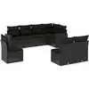 Image de vidaXL Ensemble de jardin canapé 8 pièces avec coussins noir poly rotin