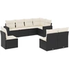 Image de vidaXL Ensemble de jardin canapé 8 pièces avec coussins noir poly rotin