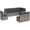 Image de vidaXL Ensemble de jardin canapé 8 pièces avec coussins Gris Poly rotin