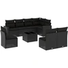 Image de vidaXL Ensemble de salon de jardin 9 pièces avec coussins noir poly rotin