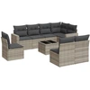 Image de vidaXL Ensemble de salon de jardin 9 pièces avec coussins gris clair Poly rotin