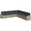 Image de vidaXL Ensemble de salon de jardin 9 pièces avec coussins gris clair Poly rotin