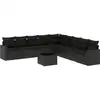Image de vidaXL Ensemble de 10 canapés de jardin avec coussins noir poly rotin
