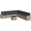 Image de vidaXL Ensemble de 10 canapés de jardin avec coussins gris clair Poly rotin