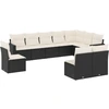 Image de vidaXL Ensemble de 10 canapés de jardin avec coussins noir poly rotin