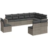 Image de vidaXL Ensemble de salon de jardin 10 pièces avec coussins Gris Poly Rattan