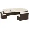 Image de vidaXL Ensemble de salon de jardin 10 pièces avec coussins Marron Poly Rattan