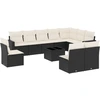 Image de vidaXL Ensemble de salon de jardin 11 pièces avec coussins noir poly rotin