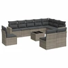 Image de vidaXL Ensemble de salon de jardin 11 pièces avec coussins Gris Poly rotin
