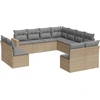 Image de vidaXL Ensemble de salon de jardin 11 pièces avec coussins Beige Poly Rattan