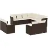 Image de vidaXL Ensemble de salon de jardin 11 pièces avec coussins Marron Poly rotin