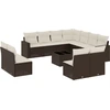 Image de vidaXL Ensemble de salon de jardin 12 pièces avec coussins Marron Poly rotin