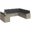 Image de vidaXL Ensemble de salon de jardin 9 pièces avec coussins gris clair Poly rotin